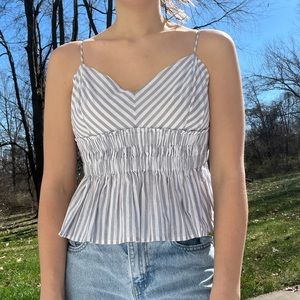 EXPRESS synched baby doll striped tank top